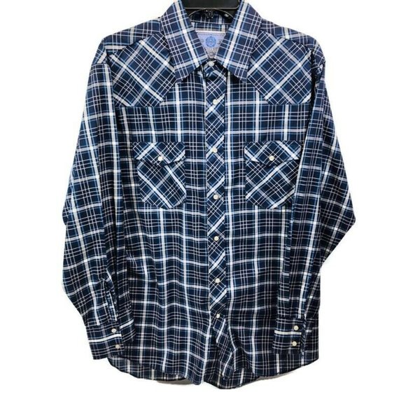 American Hero Plaid Pearl Snap Western Style Shirt - Picture 1 of 5